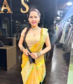 Yellow fancy saree - Image 2