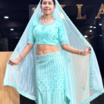 Aqua Blue Net Lehenga Choli.