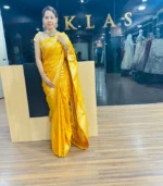 Yellow pattu saree - Image 2