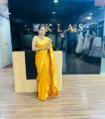 Yellow pattu saree - Image 3