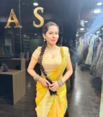 Yellow fancy saree - Image 3