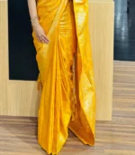 Yellow pattu saree - Image 4
