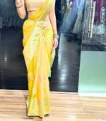 Yellow fancy saree - Image 4