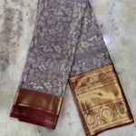 Lavender Grey Kanchipuram Silk Saree
