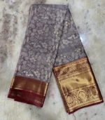 Lavender Grey Kanchipuram Silk Saree