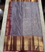 Lavender Grey Kanchipuram Silk Saree - Image 4