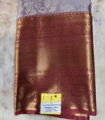 Lavender Grey Kanchipuram Silk Saree - Image 5