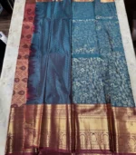 Teal Blue Kanchipuram Silk Saree - Image 5
