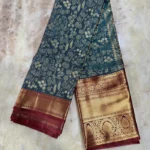 Maroon & Teal Kanchipuram Silk Saree