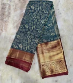 Maroon & Teal Kanchipuram Silk Saree