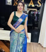 Royal Blue & Emerald Green Kanchipuram Silk Saree