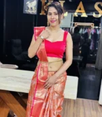 Sunset Orange Kanchipuram Silk Saree - Image 4