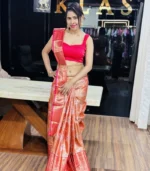 Sunset Orange Kanchipuram Silk Saree - Image 5