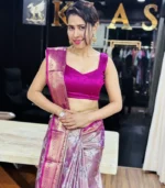 Lavender Silver Kanchipuram Silk Saree - Image 3