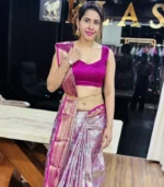 Lavender Silver Kanchipuram Silk Saree