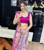 Lavender Silver Kanchipuram Silk Saree - Image 5