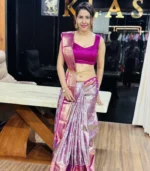 Lavender Silver Kanchipuram Silk Saree - Image 2