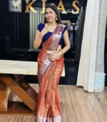 Rust Red Kanchipuram Silk Saree - Image 4
