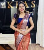 Rust Red Kanchipuram Silk Saree - Image 2