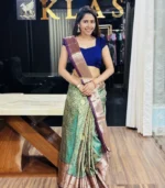 Mint Green Kanchipuram Silk Saree - Image 3