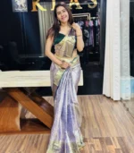 Silver Grey Kanchipuram Silk Saree - Image 3