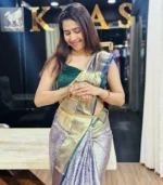 Silver Grey Kanchipuram Silk Saree - Image 5